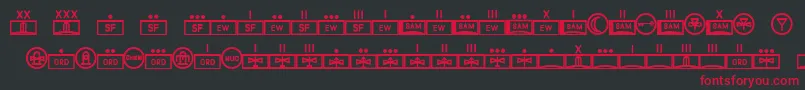 フォントEsriMilred01 – 黒い背景に赤い文字