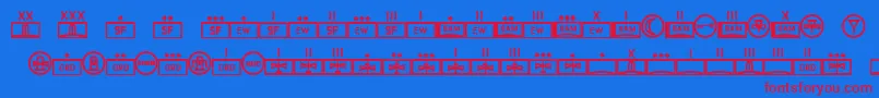 Czcionka EsriMilred01 – czerwone czcionki na niebieskim tle