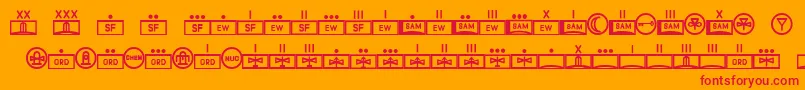 フォントEsriMilred01 – オレンジの背景に赤い文字