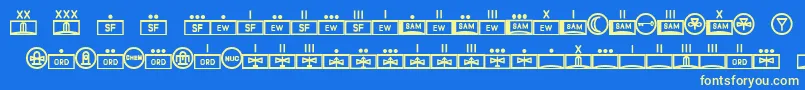 Fonte EsriMilred01 – fontes amarelas em um fundo azul