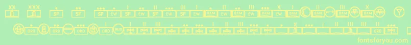 EsriMilred01-fontti – keltaiset fontit vihreällä taustalla