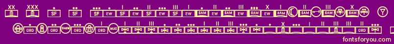 フォントEsriMilred01 – 紫の背景に黄色のフォント