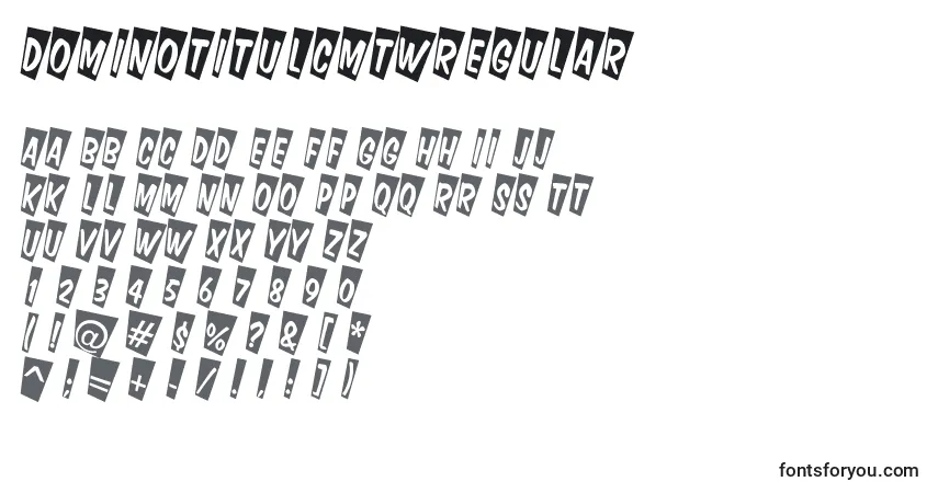 A fonte DominotitulcmtwRegular – alfabeto, números, caracteres especiais