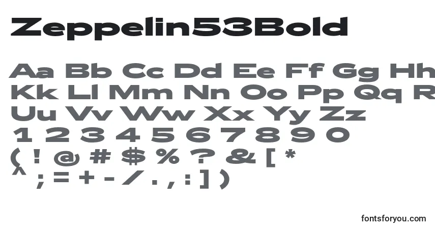 Шрифт Zeppelin53Bold – алфавит, цифры, специальные символы