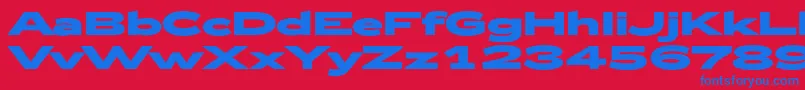 Czcionka Zeppelin53Bold – niebieskie czcionki na czerwonym tle