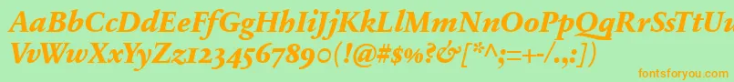 SabonnextLtExtraBoldItalicOldStyleFigures Font – Orange Fonts on Green Background