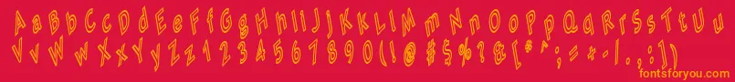 TipMeCheapy-Schriftart – Orangefarbene Schriften auf rotem Hintergrund