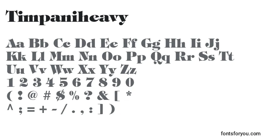 Czcionka Timpaniheavy – alfabet, cyfry, specjalne znaki