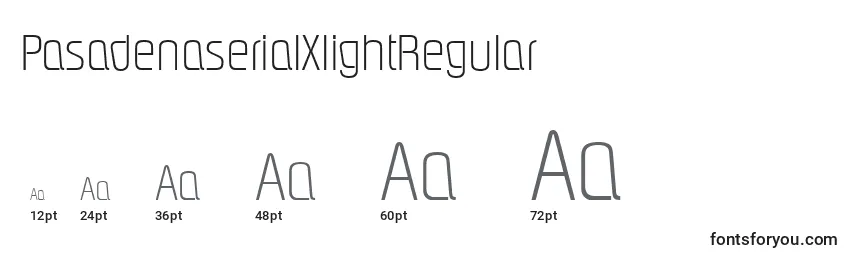 Размеры шрифта PasadenaserialXlightRegular