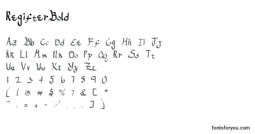 A fonte RegifterBold – alfabeto, números, caracteres especiais