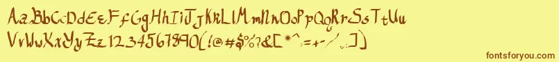 フォントRegifterBold – 茶色の文字が黄色の背景にあります。