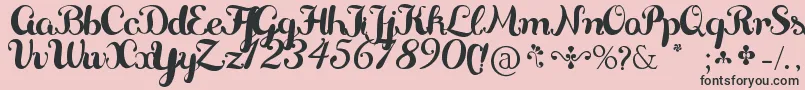 Delikatessen-fontti – mustat fontit vaaleanpunaisella taustalla