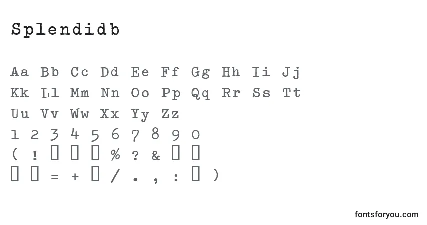Czcionka Splendidb – alfabet, cyfry, specjalne znaki