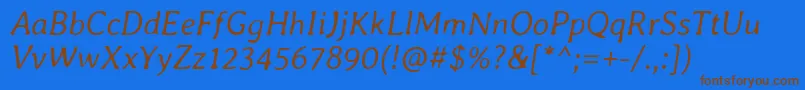 AverialibreLightitalic Font – Brown Fonts on Blue Background