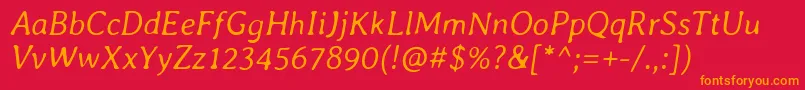 AverialibreLightitalic Font – Orange Fonts on Red Background
