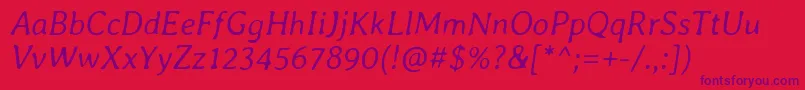 AverialibreLightitalic Font – Purple Fonts on Red Background