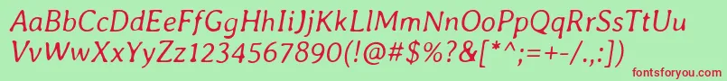 AverialibreLightitalic Font – Red Fonts on Green Background