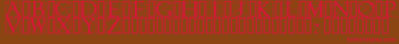WalrodInitials-Schriftart – Rote Schriften auf braunem Hintergrund