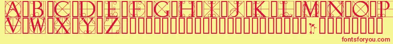 フォントWalrodInitials – 赤い文字の黄色い背景