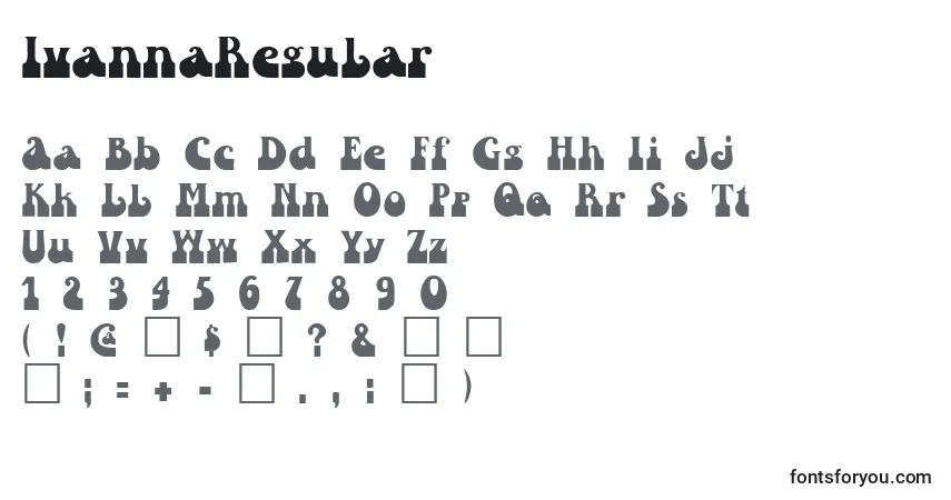 Czcionka IvannaRegular – alfabet, cyfry, specjalne znaki