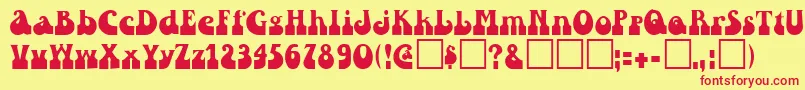 IvannaRegular Font – Red Fonts on Yellow Background