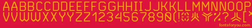 フォントAndvari – 赤い背景にオレンジの文字