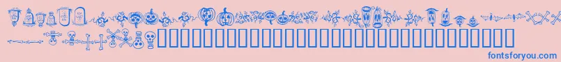 HalloweenBorders-Schriftart – Blaue Schriften auf rosa Hintergrund