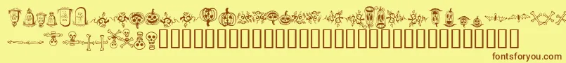 HalloweenBorders Font – Brown Fonts on Yellow Background