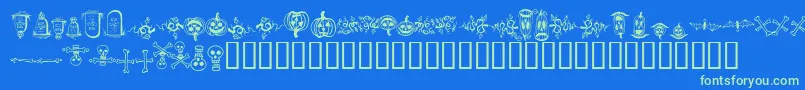 フォントHalloweenBorders – 青い背景に緑のフォント