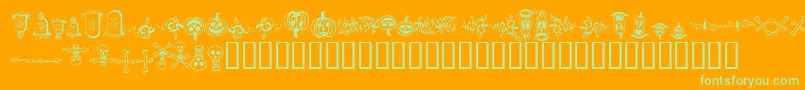 HalloweenBorders Font – Green Fonts on Orange Background