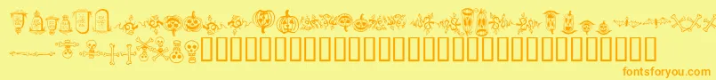 Fonte HalloweenBorders – fontes laranjas em um fundo amarelo