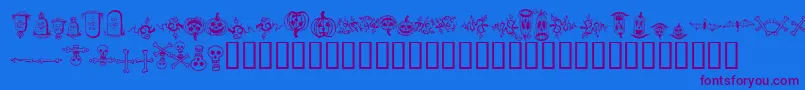 Weitere Informationen zur HalloweenBorders-Schriftart HalloweenBorders-Schriftart – Violette Schriften auf blauem Hintergrund