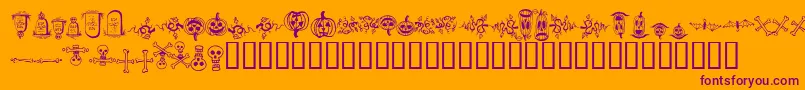 HalloweenBorders-fontti – violetit fontit oranssilla taustalla