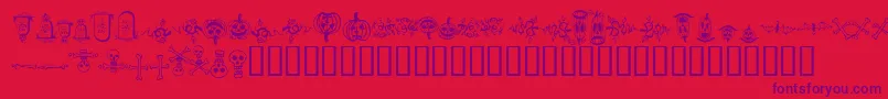 HalloweenBorders-Schriftart – Violette Schriften auf rotem Hintergrund