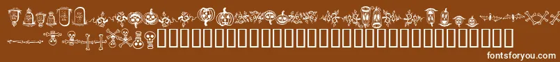 HalloweenBorders-Schriftart – Weiße Schriften auf braunem Hintergrund