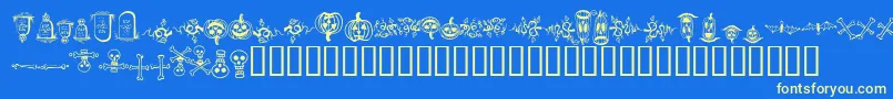 fuente HalloweenBorders – Fuentes Amarillas Sobre Fondo Azul