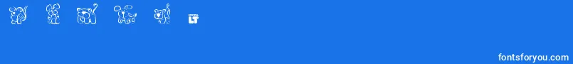 Czcionka Makeyourownpetlt – białe czcionki na niebieskim tle