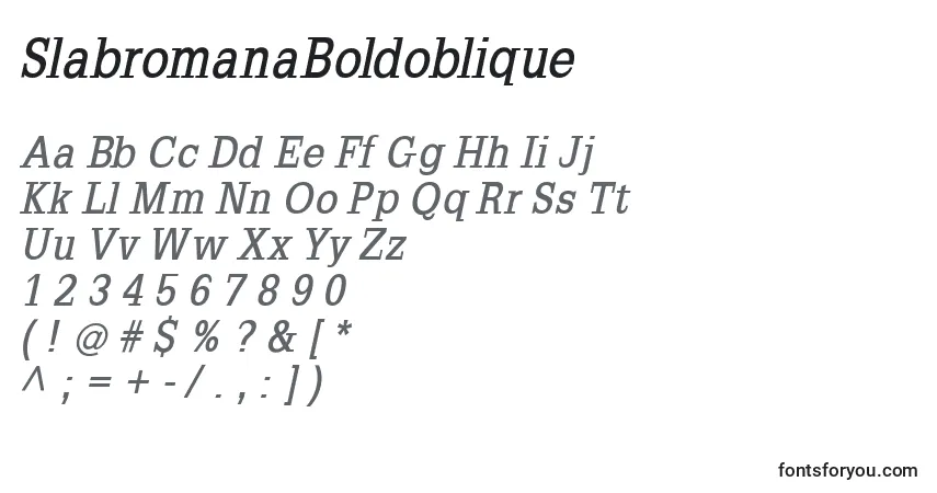 A fonte SlabromanaBoldoblique – alfabeto, números, caracteres especiais