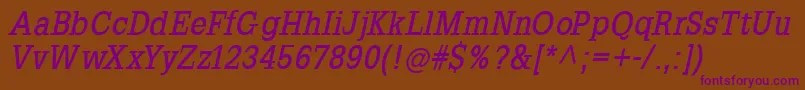 SlabromanaBoldoblique Font – Purple Fonts on Brown Background