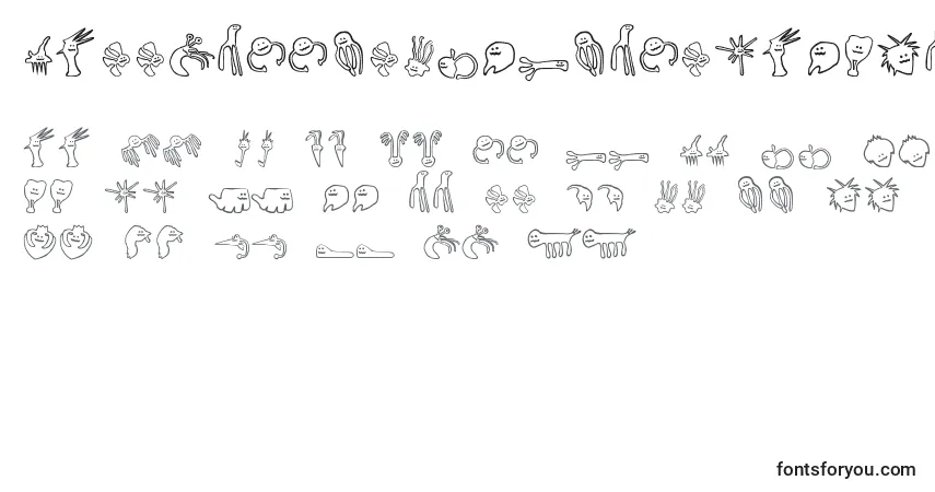 A fonte HappyOffspringsOfPlankton – alfabeto, números, caracteres especiais