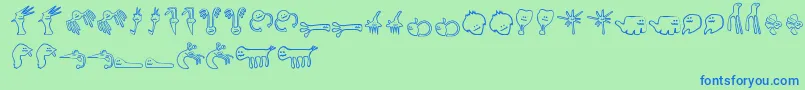 Шрифт HappyOffspringsOfPlankton – синие шрифты на зелёном фоне