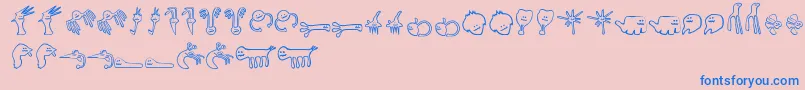 Fonte HappyOffspringsOfPlankton – fontes azuis em um fundo rosa