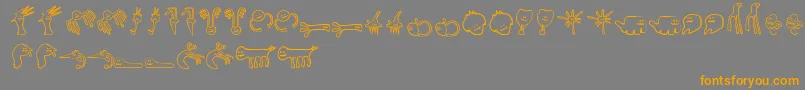 フォントHappyOffspringsOfPlankton – オレンジの文字は灰色の背景にあります。