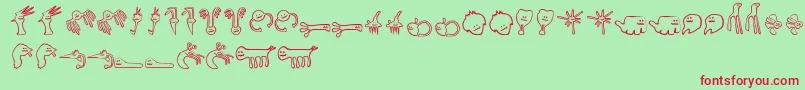 HappyOffspringsOfPlankton-Schriftart – Rote Schriften auf grünem Hintergrund