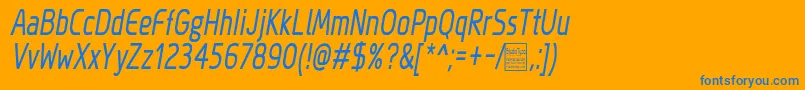 MegiSansNarrowItalicDemo Font – Blue Fonts on Orange Background