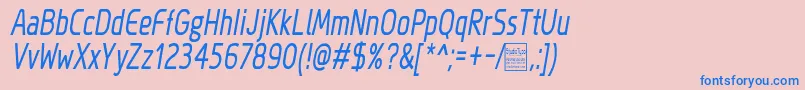 MegiSansNarrowItalicDemo Font – Blue Fonts on Pink Background