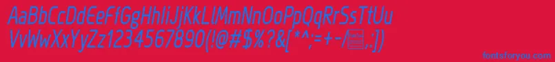 MegiSansNarrowItalicDemo Font – Blue Fonts on Red Background