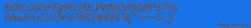 MegiSansNarrowItalicDemo Font – Brown Fonts on Blue Background