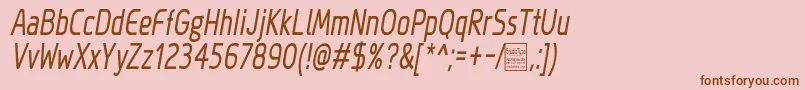 MegiSansNarrowItalicDemo Font – Brown Fonts on Pink Background