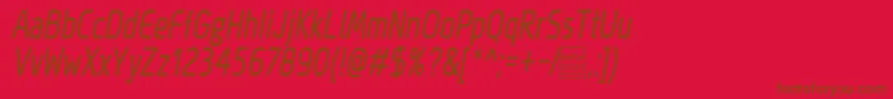 MegiSansNarrowItalicDemo Font – Brown Fonts on Red Background